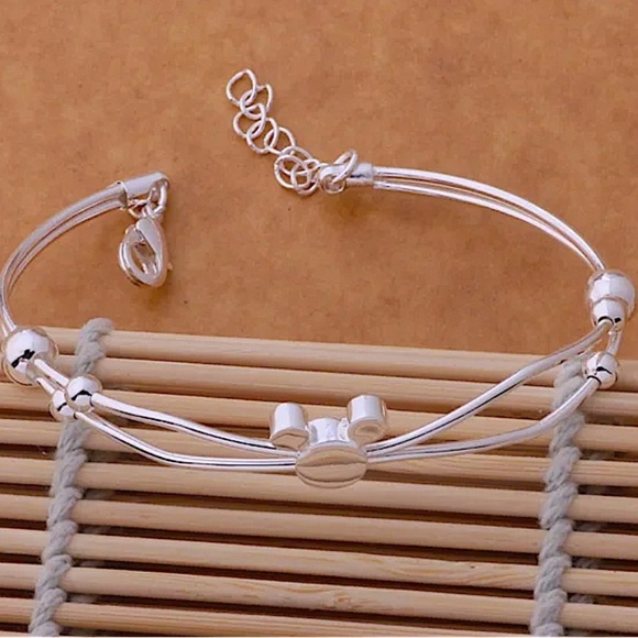 Sterling Silver Mickey Mouse Hollow Out Bangle Bracelet - Picture 4 of 5